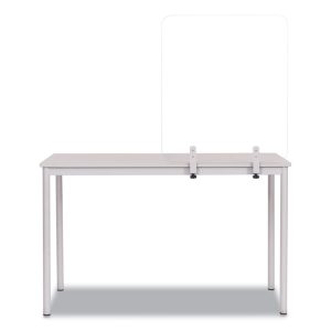Protector Series Frameless Glass Desktop Divider, 35.4 X 0.16 X 35.4, Clear/aluminum