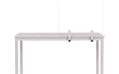 Protector Series Frameless Glass Desktop Divider, 35.4 X 0.16 X 35.4, Clear/aluminum