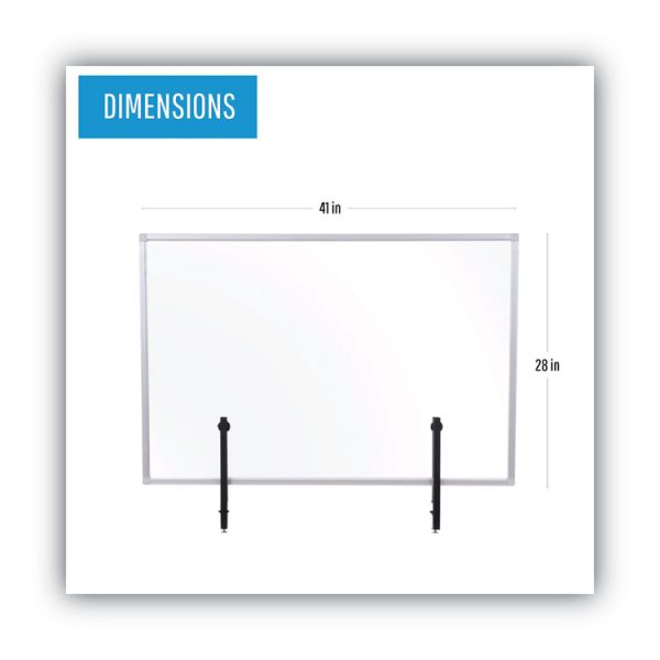 Protector Series Glass Aluminum Desktop Divider, 40.9 X 0.16 X 27.6, Clear - Image 2