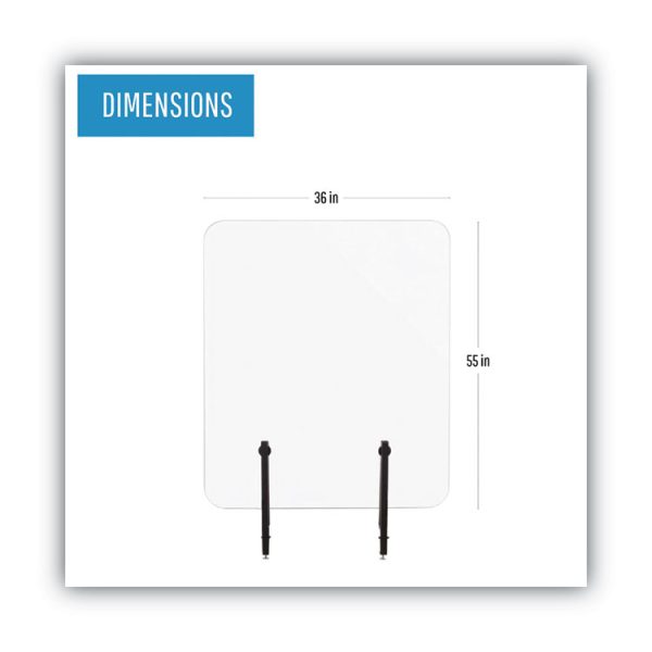 Protector Series Frameless Glass Desktop Divider, 55.1 X 0.16 X 35.4, Clear/aluminum - Image 2