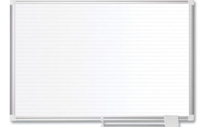 Ruled Magnetic Steel Dry Erase Planning Board, 48 x 36, White Surface, Silver Aluminum Frame