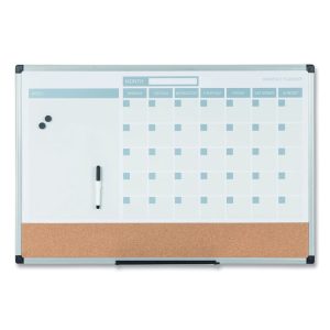 3-in-1 Calendar Planner, 36 x 24, White Surface, Silver Aluminum Frame