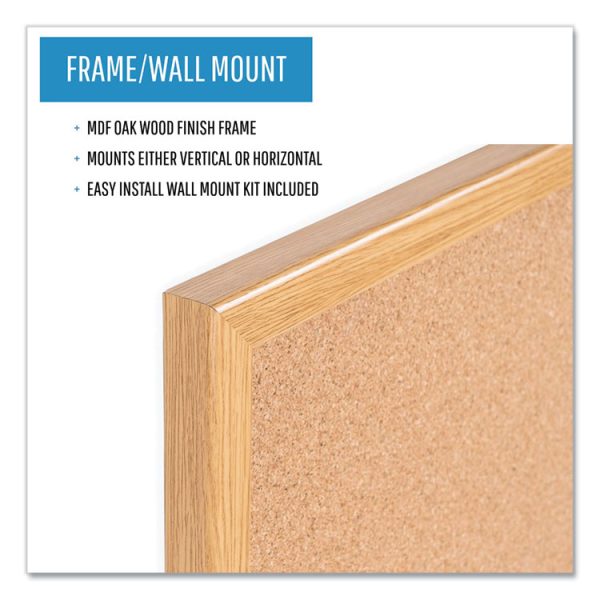 Value Cork Bulletin Board with Oak Frame, 24 x 36, Brown Surface, Oak Frame - Image 3