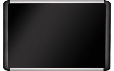 Soft-touch Bulletin Board, 36 x 24, Black Fabric Surface, Aluminum/Black Aluminum Frame