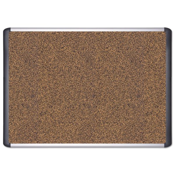 Tech Cork Board, 36 x 24, Tan Surface, Silver/Black Aluminum Frame - Image 2