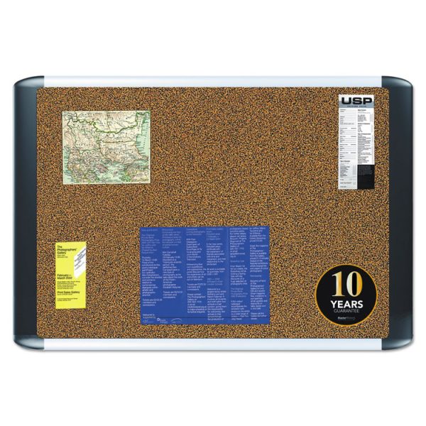 Tech Cork Board, 36 x 24, Tan Surface, Silver/Black Aluminum Frame - Image 4
