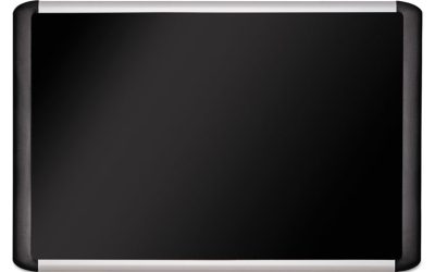 Soft-touch Bulletin Board, 48 x 36, Black Fabric Surface, Aluminum/Black Aluminum Frame