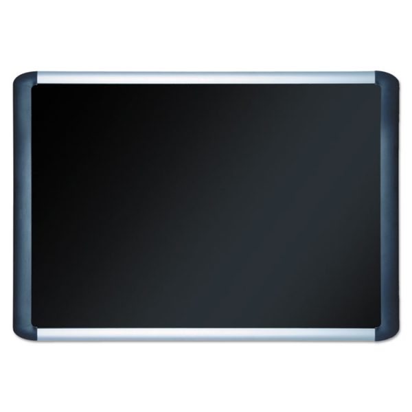 Soft-touch Bulletin Board, 48 x 36, Black Fabric Surface, Aluminum/Black Aluminum Frame - Image 3