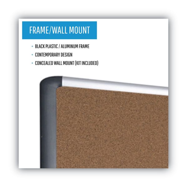 Tech Cork Board, 48 x 36, Tan Surface, Silver/Black Aluminum Frame - Image 4