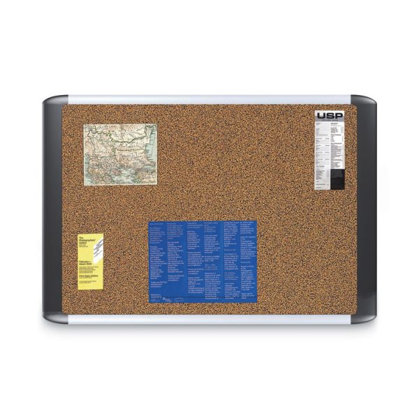 Tech Cork Board, 48 x 36, Tan Surface, Silver/Black Aluminum Frame - Image 5