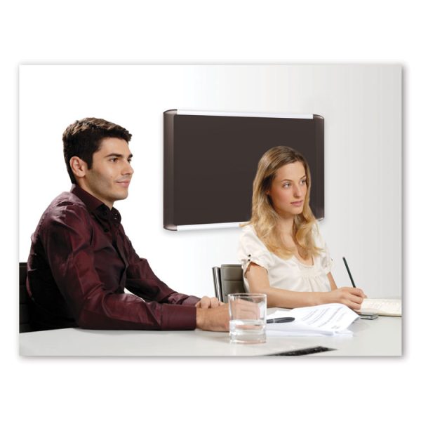 Soft-touch Bulletin Board, 72 x 48, Black Fabric Surface, Aluminum/Black Aluminum Frame - Image 6