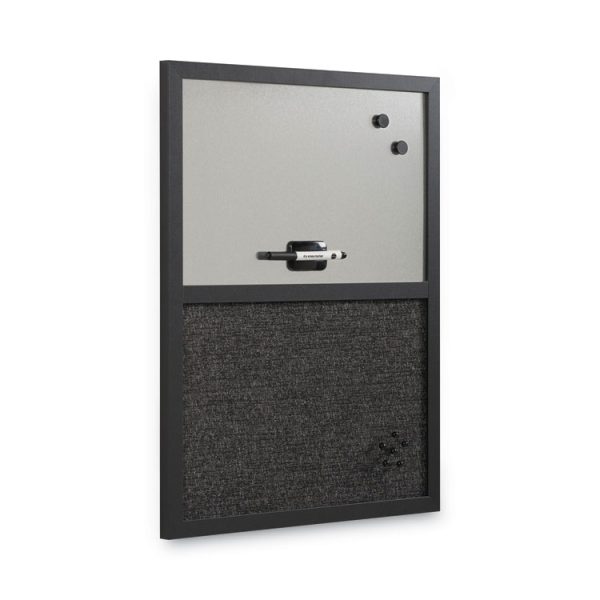 Designer Combo Fabric Bulletin/Dry Erase Board, 24 x 18, Charcoal/Gray Surface, Black MDF Wood Frame - Image 6
