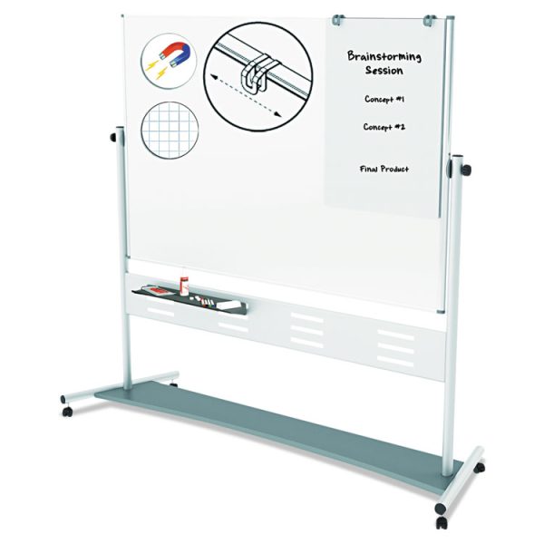 Revolver Easel, 70.8 x 47.2, 80" Tall Easel, Horizontal Orientation, White Surface, Silver Aluminum Frame - Image 3