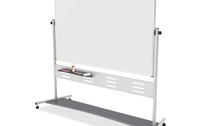 Revolver Easel, 70.8 x 47.2, 80″ Tall Easel, Horizontal Orientation, White Surface, Silver Aluminum Frame