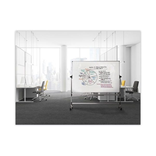 Earth Silver Easy Clean Mobile Revolver Dry Erase Boards, 48 x 70, White Surface, Silver Steel Frame - Image 4