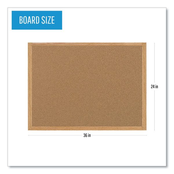 Earth Cork Board, 36 x 24, Tan Surface, Oak Wood Frame - Image 2