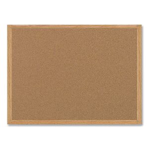 Earth Cork Board, 48 x 36, Tan Surface, Oak Wood Frame