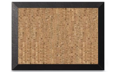 Natural Cork Bulletin Board, 24 x 18, Tan Surface, Black Wood Frame