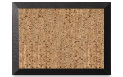 Natural Cork Bulletin Board, 36 x 24, Tan Surface, Black Wood Frame