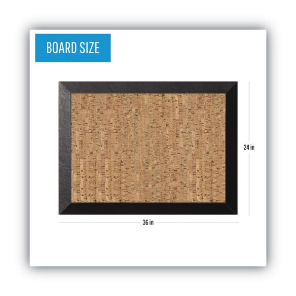 Natural Cork Bulletin Board, 36 x 24, Tan Surface, Black Wood Frame - Image 2