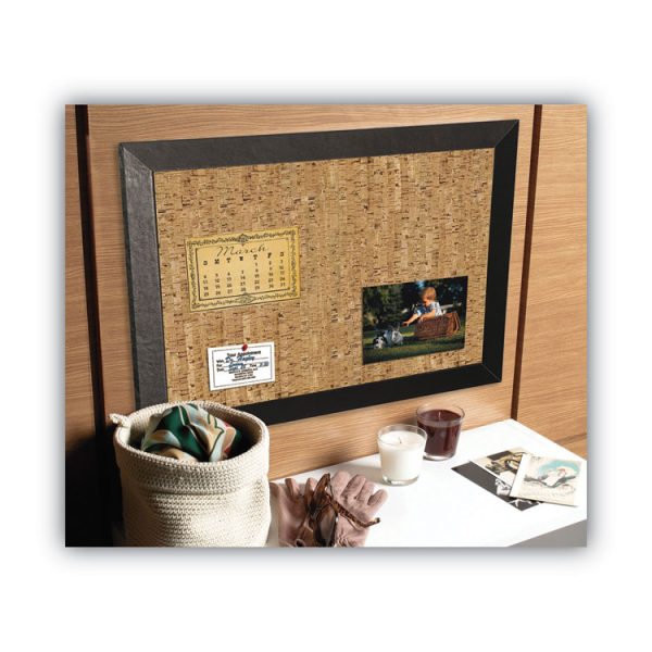 Natural Cork Bulletin Board, 36 x 24, Tan Surface, Black Wood Frame - Image 9