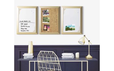 Positive Flow Metallic Gold Message Board Set, (1) Bulletin, (2) Magnetic Dry Erase, 18 x 24, Gold Frames