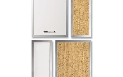 Positive Flow Metallic Silver Message Board Sets, (2) Bulletin, (2) Magnetic Dry Erase, Assorted Sizes, Silver Frames