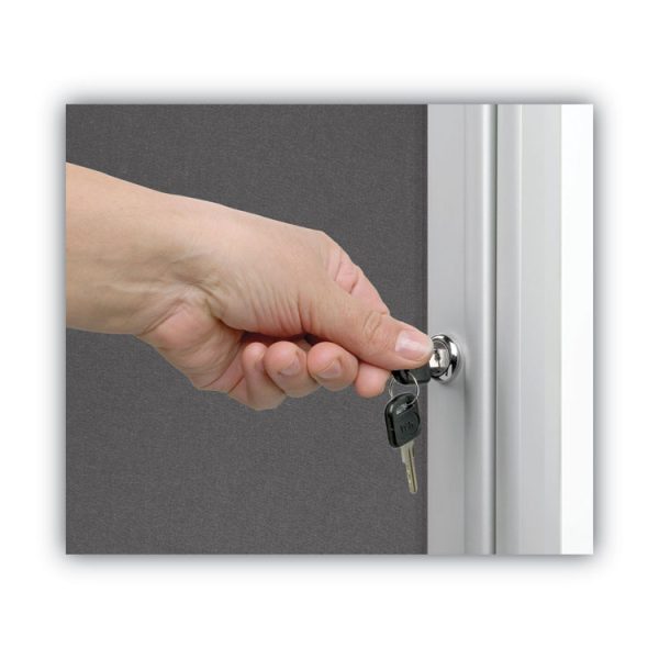Slim-Line Enclosed Fabric Bulletin Board, One Door, 28 x 38, Gray Surface, Aluminum Frame - Image 7
