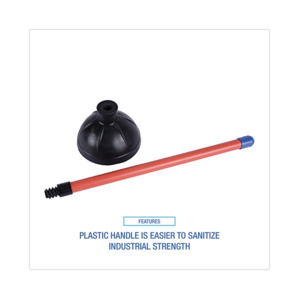 Toilet Plunger, 18" Plastic Handle, 5.63" Dia, Red/black, 6/carton - Image 3
