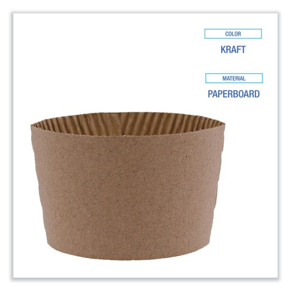 Cup Sleeves, Fits 10 Oz To 20 Oz Hot Cups, Kraft, 1,200/carton - Image 3