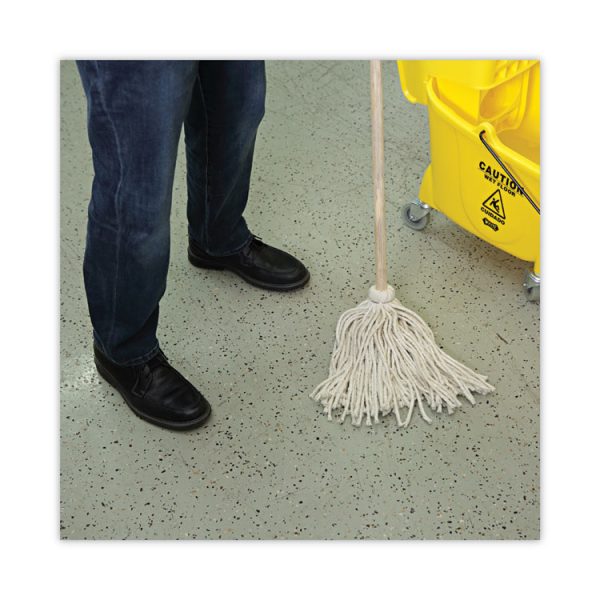 Handle/Deck Mops, #12 White Cotton Head, 48" Natural Wood Handle, 6/Pack - Image 4