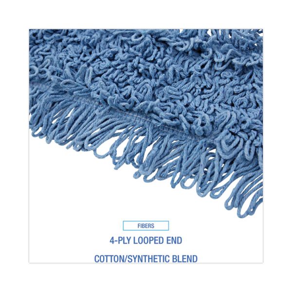 Dust Mop Head, Cotton/synthetic Blend, 48" X 5", Blue - Image 4