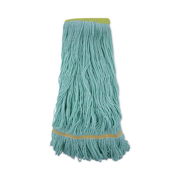Ecomop Looped-End Mop Head, Recycled Fibers, Extra Large Size, Green, 12/ct