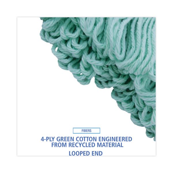 Ecomop Looped-End Mop Head, Recycled Fibers, Extra Large Size, Green, 12/ct - Image 4