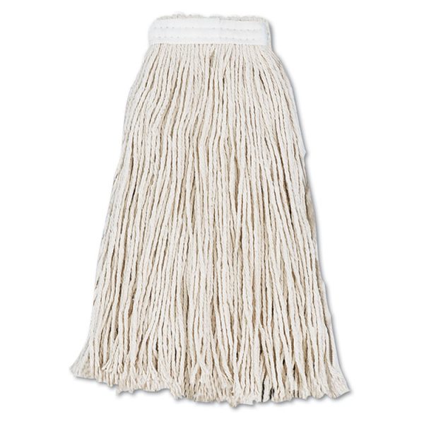 Cut-End Wet Mop Head, Cotton, #16, White, 12/carton