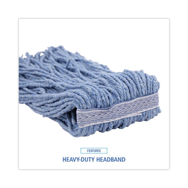 Mop Head, Standard Head, Cotton/synthetic Fiber, Cut-End, #24, Blue, 12/carton - Image 6