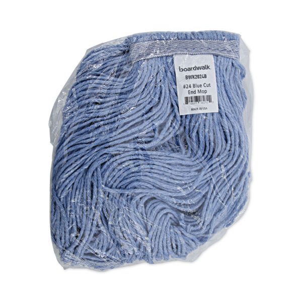 Mop Head, Standard Head, Cotton/synthetic Fiber, Cut-End, #24, Blue, 12/carton - Image 7