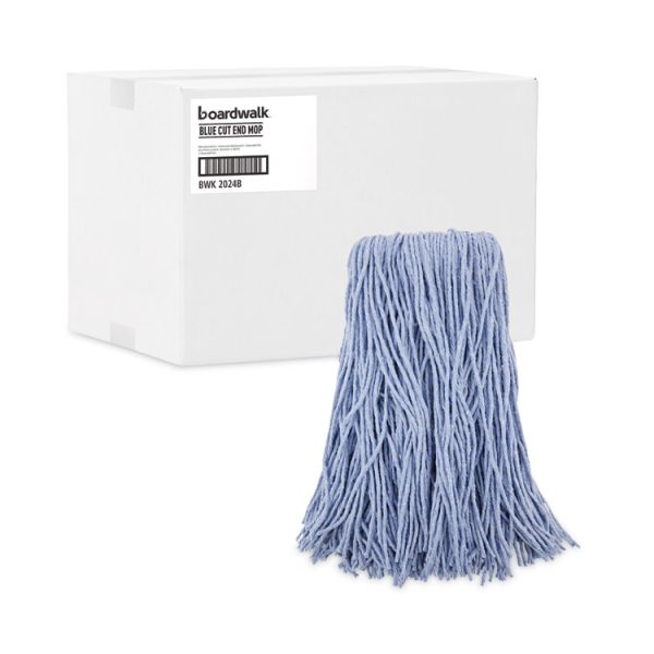 Mop Head, Standard Head, Cotton/synthetic Fiber, Cut-End, #24, Blue, 12/carton - Image 9