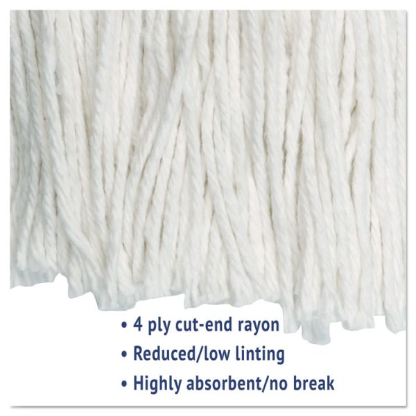 Cut-End Wet Mop Head, Rayon, No. 24, White, 12/carton - Image 4