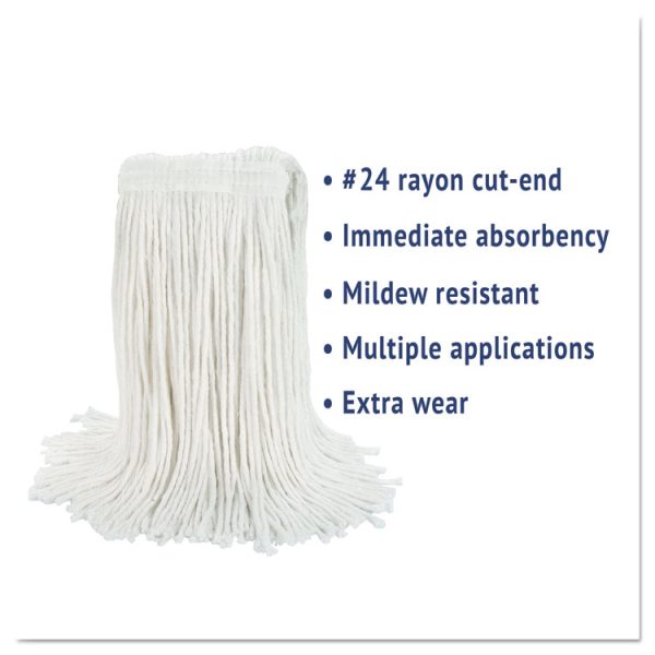 Cut-End Wet Mop Head, Rayon, No. 24, White, 12/carton - Image 3