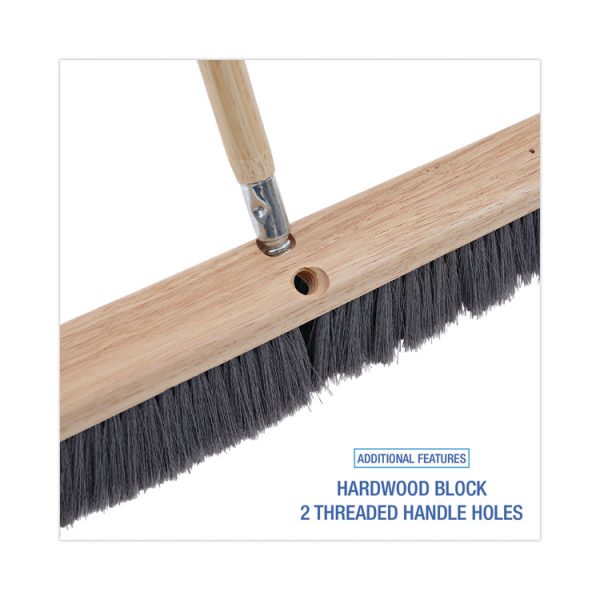 Floor Brush Head, 3" Gray Flagged Polypropylene Bristles, 24" Brush - Image 3