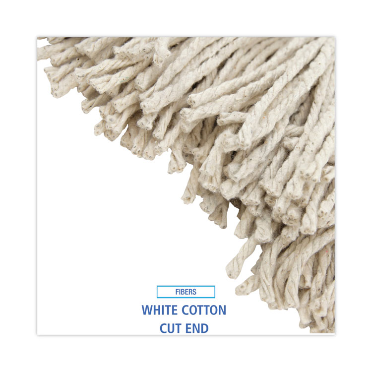 Premium Cut-End Wet Mop Heads, Cotton, 16oz, White, 12/carton - Image 4