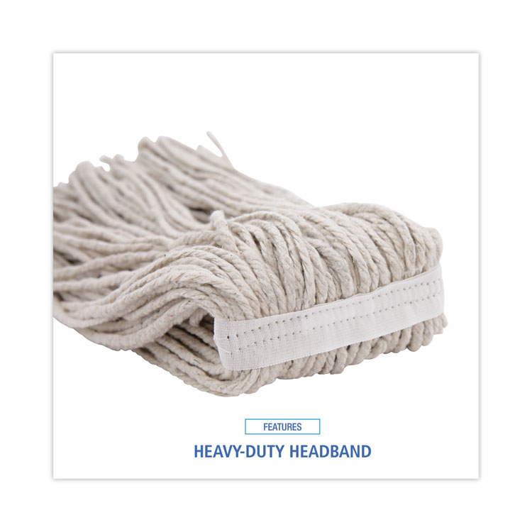 Premium Cut-End Wet Mop Heads, Cotton, 16oz, White, 12/carton - Image 6