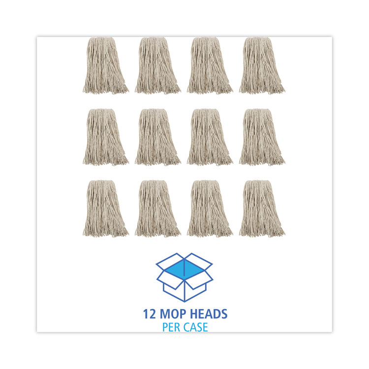 Premium Cut-End Wet Mop Heads, Cotton, 16oz, White, 12/carton - Image 8