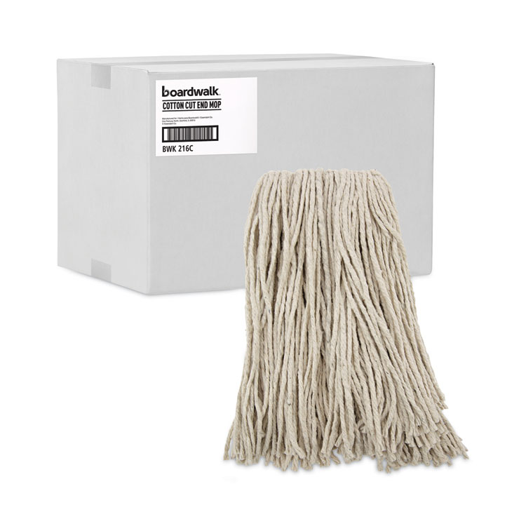 Premium Cut-End Wet Mop Heads, Cotton, 16oz, White, 12/carton - Image 9