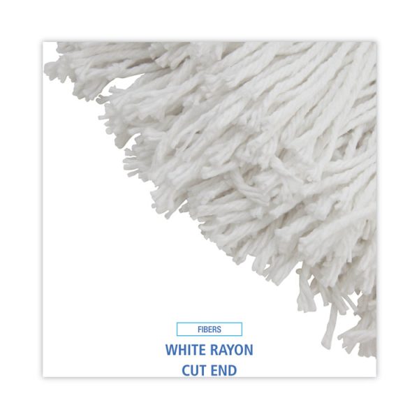 Premium Cut-End Wet Mop Heads, Rayon, 16oz, White, 12/carton - Image 4