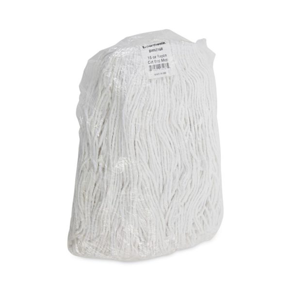 Premium Cut-End Wet Mop Heads, Rayon, 16oz, White, 12/carton - Image 7