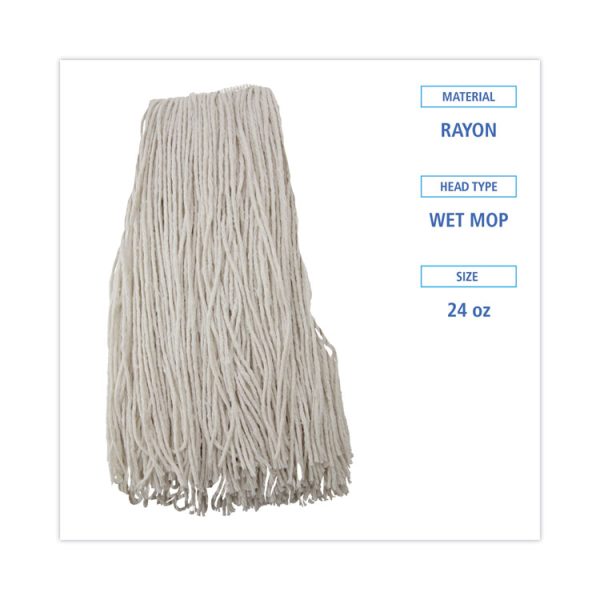Premium Cut-End Wet Mop Heads, Rayon, 24oz, White, 12/carton - Image 2