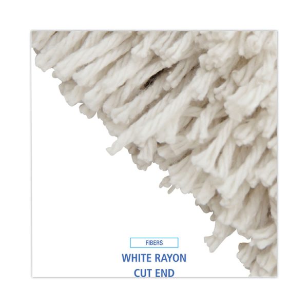 Premium Cut-End Wet Mop Heads, Rayon, 24oz, White, 12/carton - Image 4