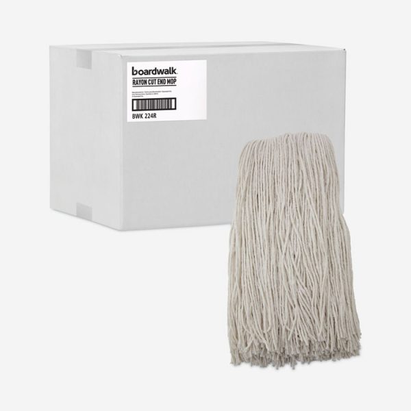 Premium Cut-End Wet Mop Heads, Rayon, 24oz, White, 12/carton - Image 9
